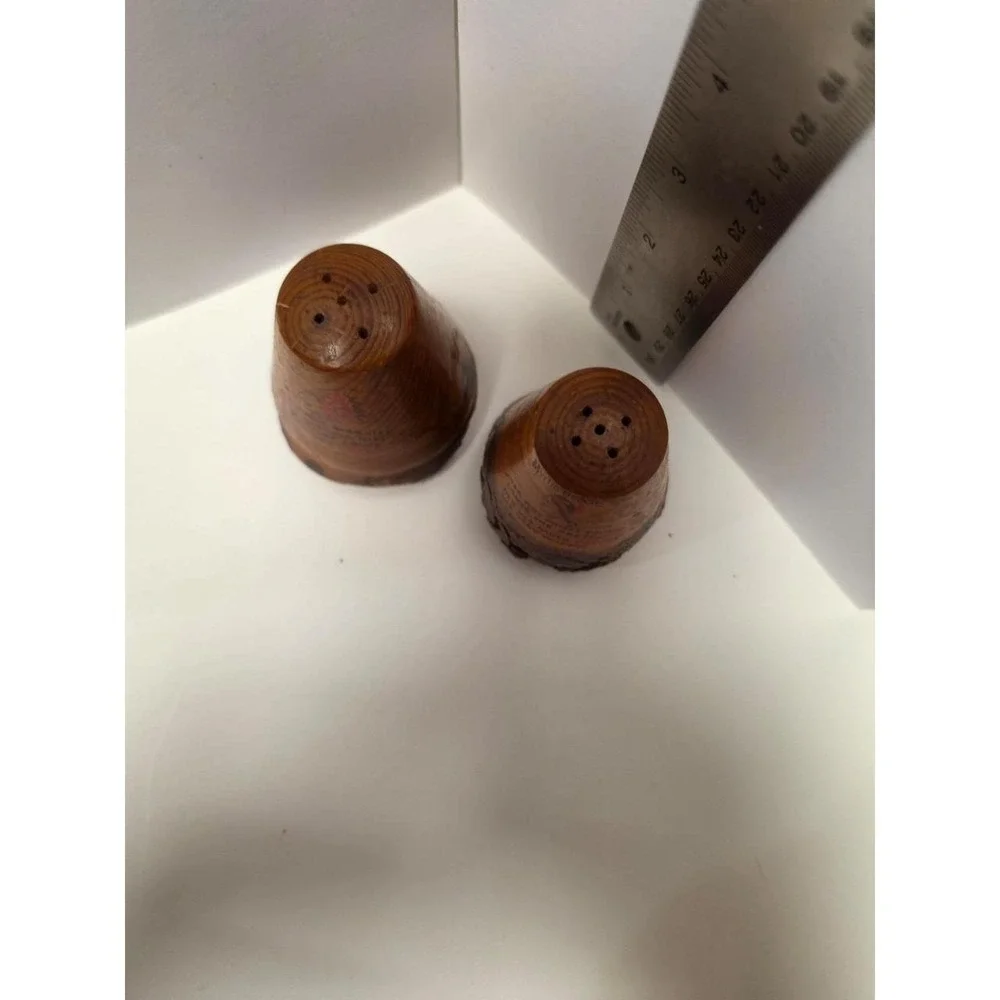 vintage 1950s live-edge‎ wooden souvenir salt and pepper shakers Native American